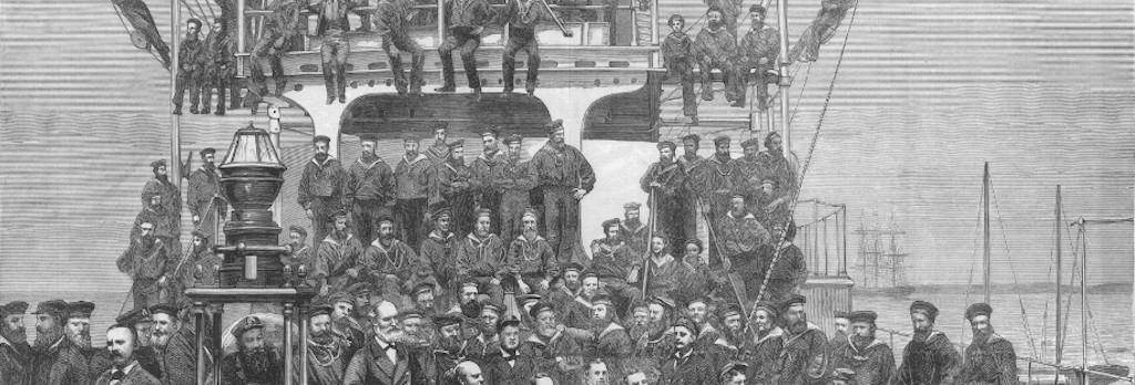 Detail of an engraving of the crew of the Cerberus, 18 February 1878.
